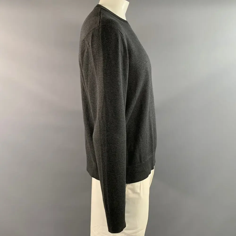 GUCCI Size XL Grey Dark Grey Knitted Silk Cotton Crew Neck Pullover